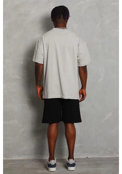 Freedom Storee Erkek Düz Yazlık Kısa Kol Tişört Bisiklet Yaka Oversize T-shirt - Gri Çok Renkli