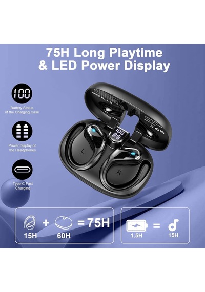 Kablosuz Kulaklık Bluetooth 5.4 Kulaklık 75 Saat Çalma Süresi, 2025 Bluetooth Kulakiçi Derin Bas Gürültü Önleyi