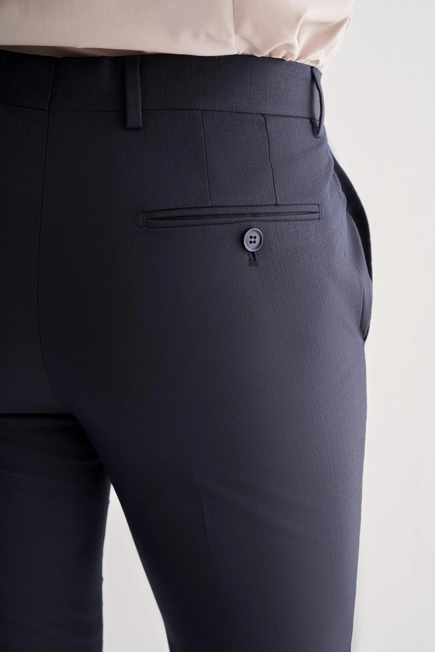 İmza Lacivert Yan Cep Açık Paça Kendinden Desenli Slim Fit Pantolon 1003255152 Lacivert