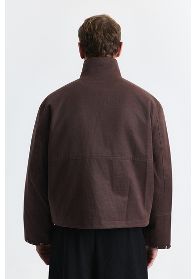 Antioch Crop Fit Dik Yaka Mont Bordo