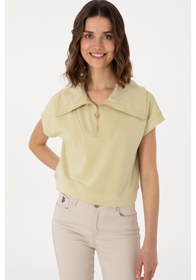U.S. Polo Assn. Kadın Haki Modal Karışımlı  Polo Yaka Tişört 50300738-VR183