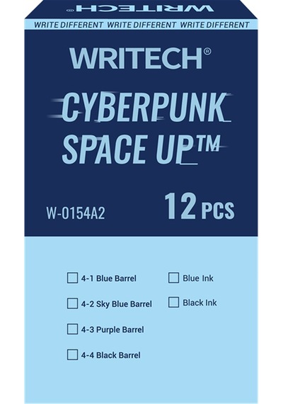 Wrıtech W-0154a2 0,5mm Cyber Space Mavi Gövde Mavi Jel Kalem - 12'li Kutu Ahşap