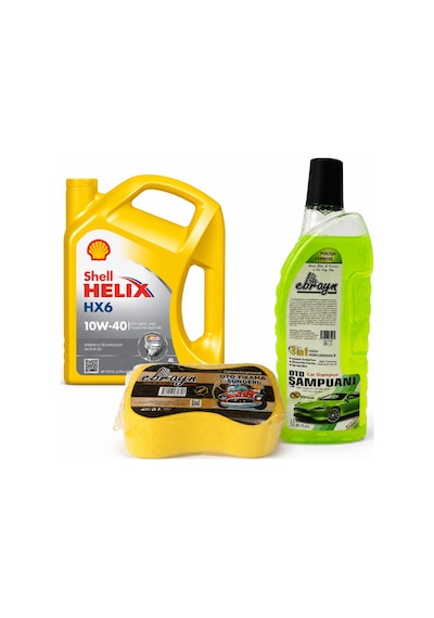 Shell Helix HX6 10W-40 Motor Yağı 4 L + Oto Şampuan 1000 ML + Yıkama Süngeri