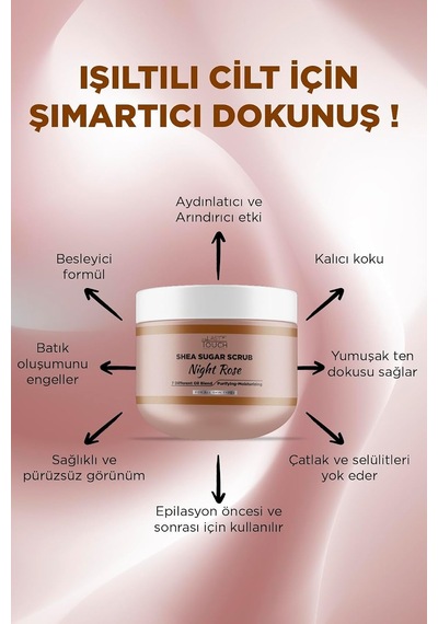 Body Scrub Besleyici, Nemlendirici Ve Arındırıcı, Shea Şeker Scrub 300 Ml Night Rose