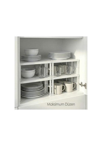 Sharonstyle 4'lü Dolap İçi Düzenleyici Raf - Mutfak Dolabı Ve Tezgah Üstü Raf Yükseltici - Tabak, Ba - 857972401 Diğer