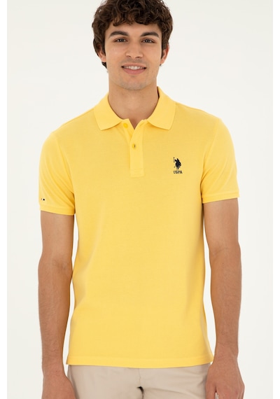 U.S. Polo Assn. Erkek Slim Fit Polo Yaka Sarı Basic Tişört 50279613-VR044