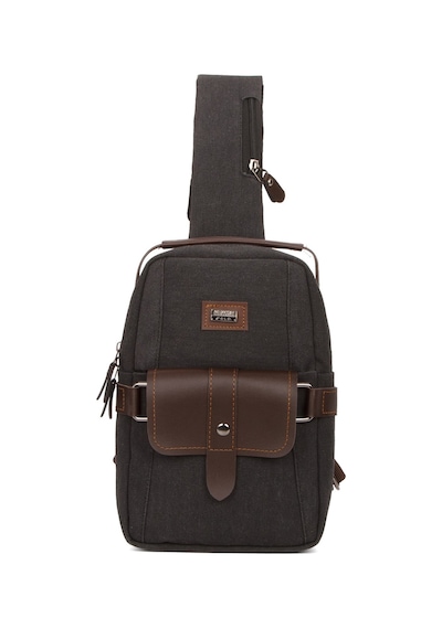 Newish Polo Erkek Kanvas Kumaş Çapraz Bel Ve Omuz Çantası New259 - Siyah - Kahverengi