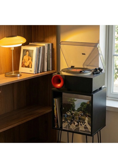 Fennessy İ5s Bluetooth Hoparlörlü 45w Hi-fi Işıklı Retro Pikap Plakçalar Turntable, Siyah