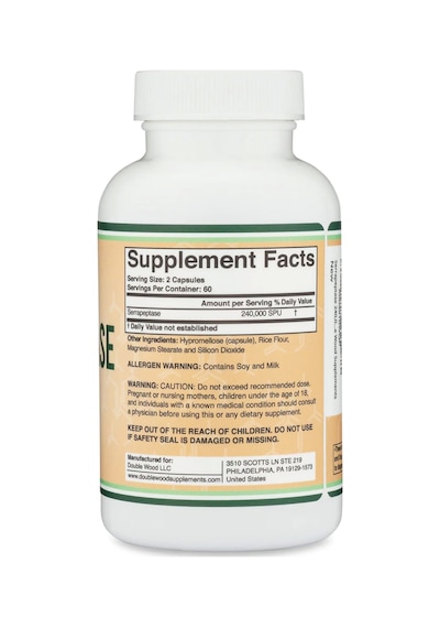 Double Wood Serrapeptase 240,000 Spu Veg 120 Capsul. Tr Tek Y...