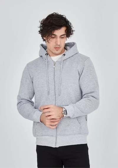 Butik İstanbul Unisex Tam Fermuarlı Kapşonlu Sweatshirt - Gri
