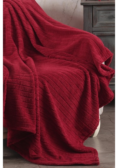 Zeynep Tekstil Cotonila Comfy Çizgili Wellsoft Tv Battaniyesi Kırmızı 110 x 180