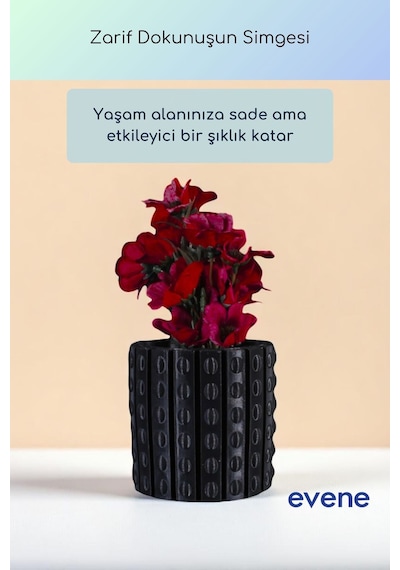 Vazo Küçük Vazo Masa Üstü Vazo Ev Dekorasyon Vazo Altın Renk Model 91 Siyah Siyah