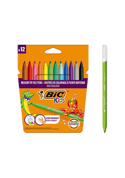 2 Adet Bıc Kids Couleur Ultra Yıkanabilir Keçeli Boya Kalemi 12'li Kutu