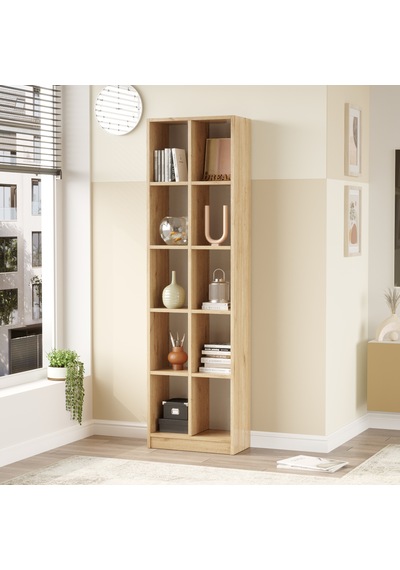 Robin Home Vera Geniş Kitaplık 10 Raflı 180cm Sepet
