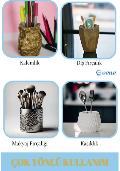 Kalemlik Altın Eskitme Renk Masa Kalemliği Organizer Kalemlik Model 17 Çok REnkli