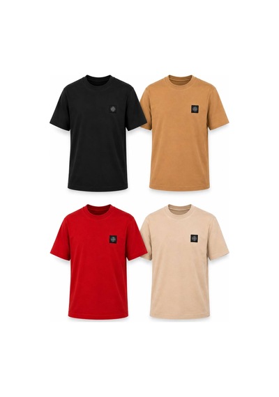 Hzr Wear Erkek Basic %100 Pamuk Bisiklet Yaka Regular Fit T-shirt 4'lü Set Çok Renkli