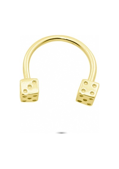 Glorria Altın Zar Yarım Halka Piercing Sarı