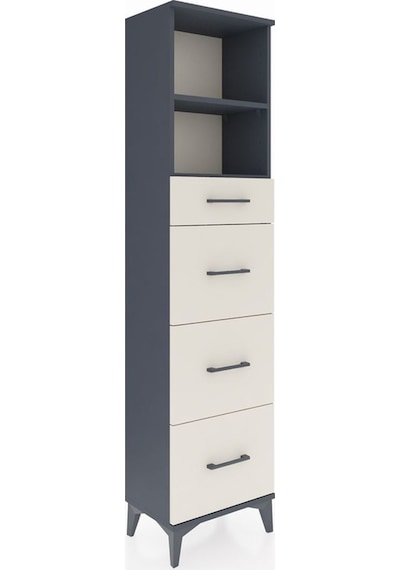 Arges Dolap 2 Raflı 4 Çekmeceli 44x30x182 Antrasit-aytaşı Antrasit