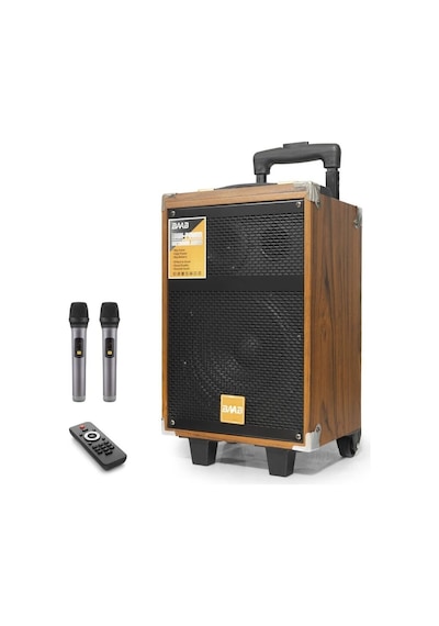 8 Inç Bluetooth Hoparlör Fm Radyo Usb, Tf, Aux, Çift Mikrofon, Kumandalı Ahşap - Bq8