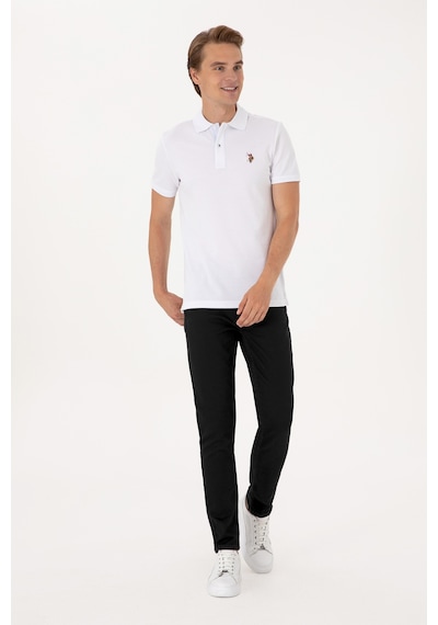 U.S. Polo Assn. Erkek Slim Fit Polo Yaka Beyaz Basic Tişört 50310669-VR013