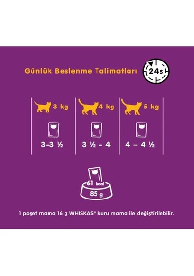 Whiskas Sığırlı Kedi Maması 85 Gr 24 Adet Yüksek Kaliteli Polonya Menşeli Besin İçeriği