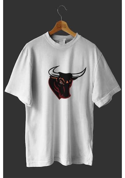 Noıssey -wed Boğa Tasarım Baskılı Oversize T Shirt Beyaz