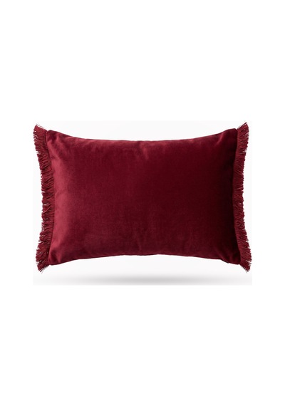 "merlot" Püsküllü Kadife Düz Kırlent Kılıfı 30x50 Bordo