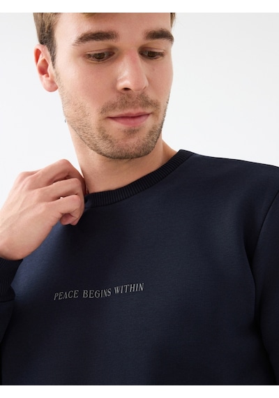 Regular Fit Erkek Sweatshirt Koyu Lacivert