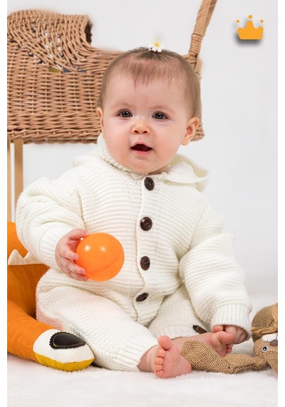 Babyhola Triko İçi Velsoft Kışlık Kalın Kız Erkek Bebek Tulum Gül Kurusu 2809 Bej