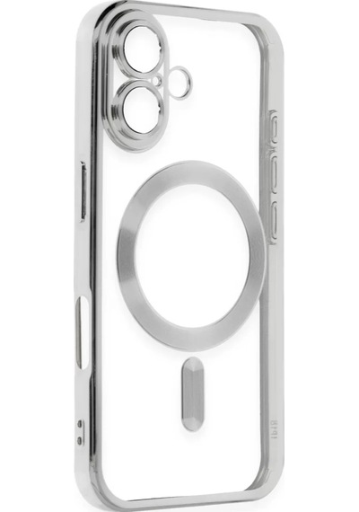 Newface  Apple  Uyumlu iPhone 16 Plus Kılıf Kross Magneticsafe Kapak - Gümüş