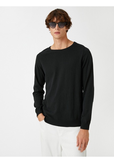 Koton Basic Triko Kazak Bisiklet Yaka Dar Kesim Siyah 3wam70013ht 3WAM70013HT999 Siyah