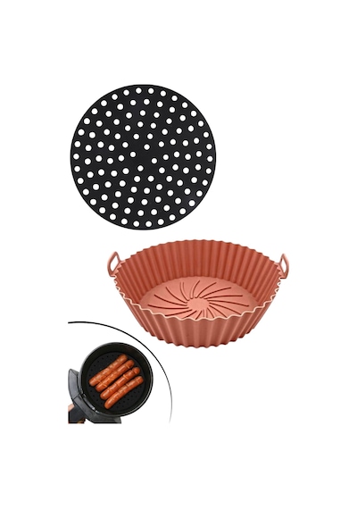 BUFFER® Siyah Silikon 23 cm ve Vizon 20 cm Airfryer Pişirme Matı