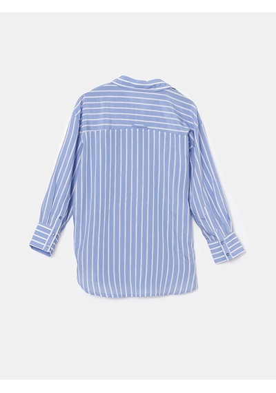 Lcw Modest Mor Çizgili Oversize Kadın Gömlek Tunik