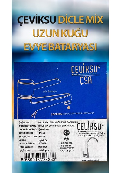 Dicle Mix Uzun Kuğu Model Evye Bataryası Krom