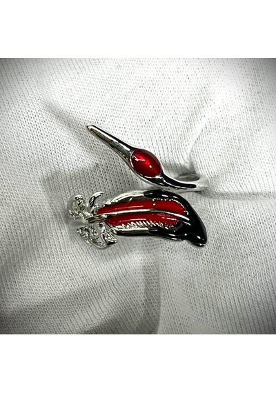Dükkan Design Siver Style Göldeki Kuğu Ayarlanabilir Yüzük Açık Gri