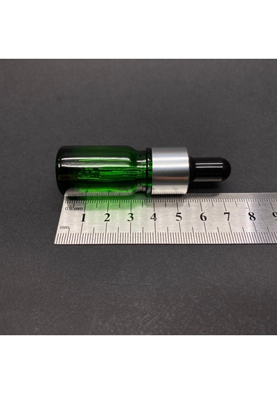 Cam Damlalıklı Şişe Gümüş Metal Kapak Yeşil 5 ML