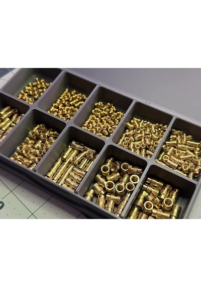 3d Baskı 10 Bölmeli Menteşeli Organizer Kutu Vida Cıvata Ve Küçük Parça Saklama Kutusu Gri Diğer