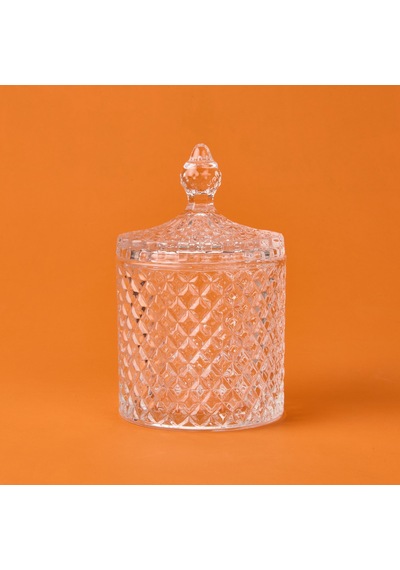 Aroww Baklava Desen Cam Kristal Şekerlik - Şeffaf - 12 Cm Çok Renkli