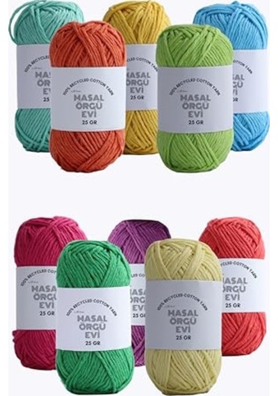 25 Gram Mini Cotton Serisi%100 Pamuk Örgü İpi 10 Renk Punch Ve Amigurumi İpi Canlı