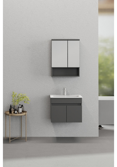 Biani Dalyan 60 Cm Banyo Dolabı Renk Mat Gri