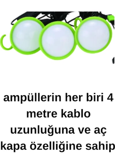 Güneş Enerjili Solar Şarjlı Çadır Kamp Aydınlatma Fener Seti Çok Foksiyonlu Yeşil