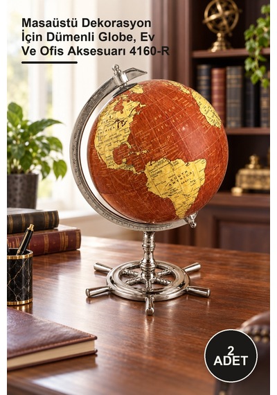 2 Adet Dümenli Dekoratif Dünya Küre Masaüstü Dekorasyon İçin Dümenli Globe, Ev Ve Ofis Aksesuarı 4160-r 1