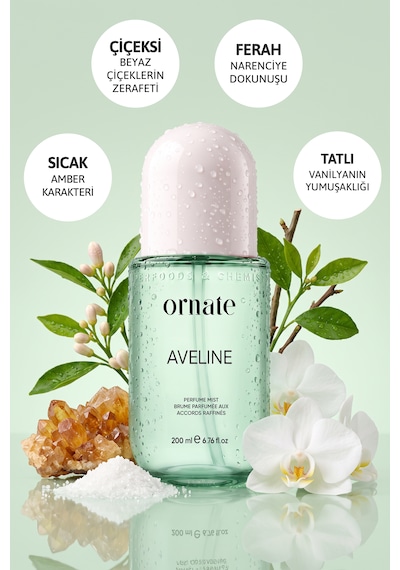 Aveline Beyaz Çiçek, Narenciye, Amber Ve Vanilya Notalı Kokulu Saç Ve Vücut Spreyi Body Mist 200 Ml