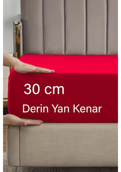Ranforce Kırmızı Pamuklu Tek / Çift Kişilik Battal Tam Kenar Lastikli Çarşaf 14 Renk Fıtted Kırmızı