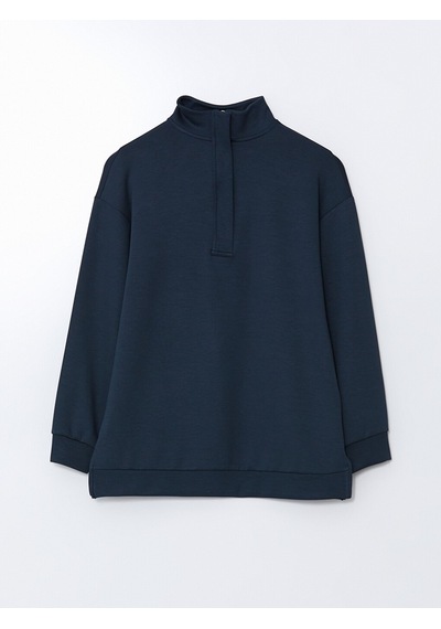 Lcwaıkıkı Classic Lacivert Dik Yaka Kadın Sweatshirt Tunik