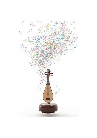 Saz Tasarımlı Müzik Kutusu Dekoratif Müzik Kutusu Nostaljik Hediye Şirin Müzik Kutusu
