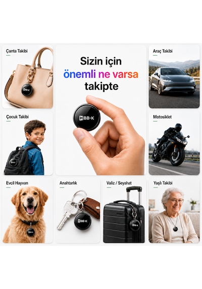 Hapro Tag Apple Uyumlu iOS & Android Airtag Akıllı Gps Siyah Tekli Paket