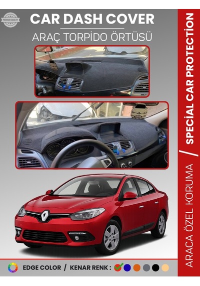 Renault Fluence Navigasyonlu Büyük Ekranlı 2013-2016 Torpido Örtüsü Panel Torpido Koruma Tam Uyum - 476 Stiloto