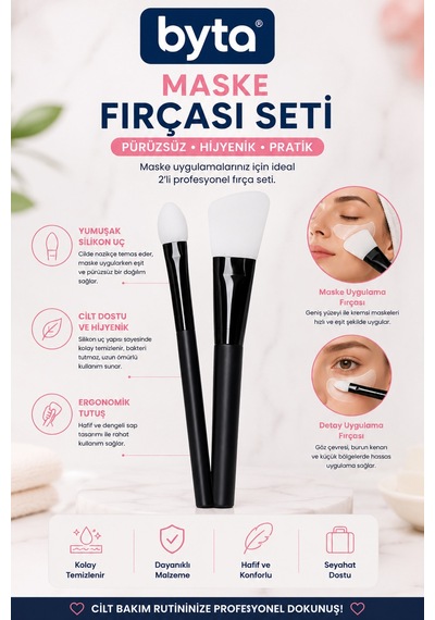 2 Li Silikon Maske Fırçası Seti Yüz Maskesi Uygulama Ve Cilt Bakım Fırçası