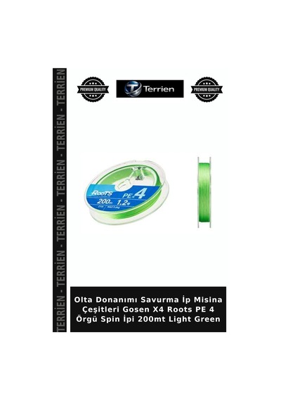 Olta Donanımı Savurma İp Misina Çeşitleri Gosen X4 Roots Pe 4 Örgü Spin İpi 200mt Light Green 0.8 PE